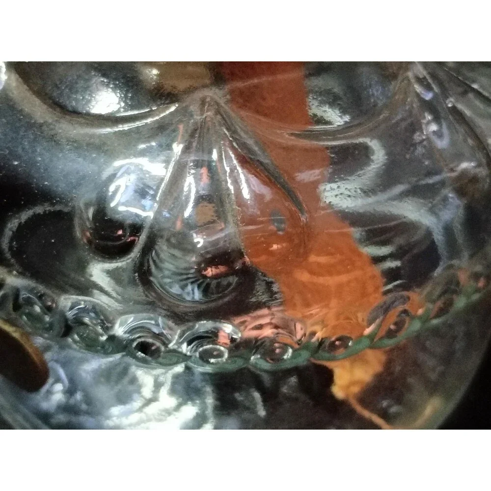 Pair of Vintage Clear Glass Eagle Oil Lamps with Hangers